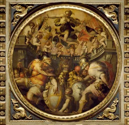 Alegoría de los distritos de Santa Croce y Santo Spirito del techo del Salone dei Cinquecento, 1565